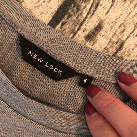 Gray Shift Dress with Rounded Hem - Picture 3 of 6